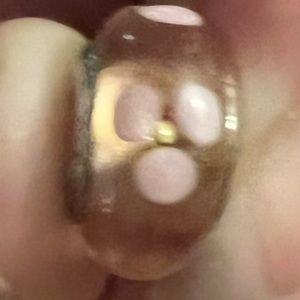 Pandora RETIRED glass and sterling silver light pink water lily charm